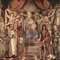 Madonna enthroned with child, four angels, and saints